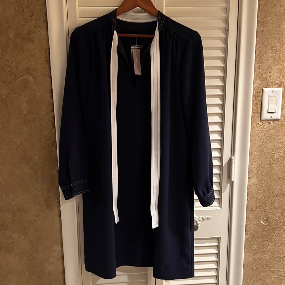 J Crew Shift Dress with Necktie in 365 Crepe - Picture 3 of 4